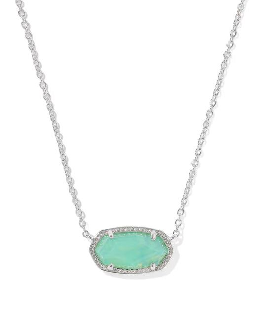Elaina Luxe Silver Chain Necklace in Mint Iridescent Abalone