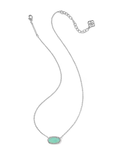 Elaina Luxe Silver Chain Necklace in Mint Iridescent Abalone