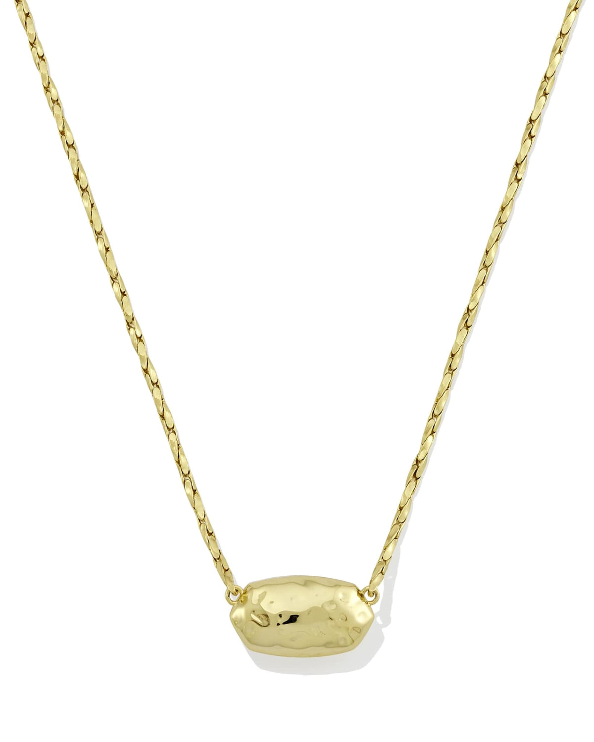 Elisa Riveted Pendant Gold Necklace in Green Malachite