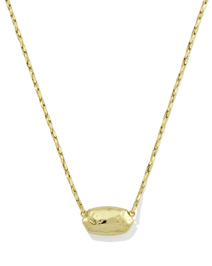 Elisa Riveted Pendant Gold Necklace in Green Malachite