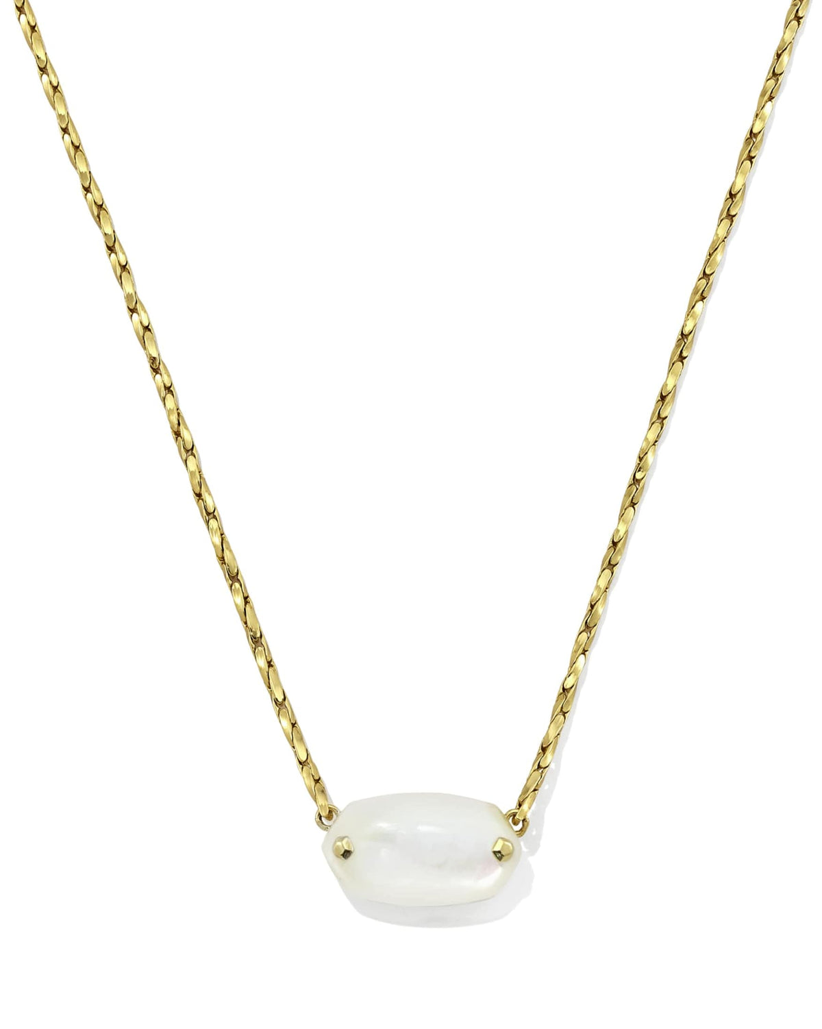 Elisa Riveted Pendant Gold Necklace in Ivory Mother of Pearl