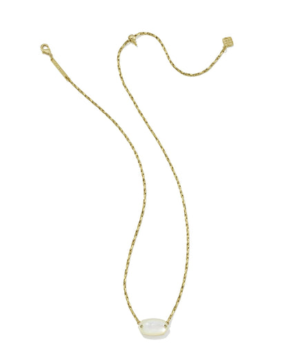 Elisa Riveted Pendant Gold Necklace in Ivory Mother of Pearl