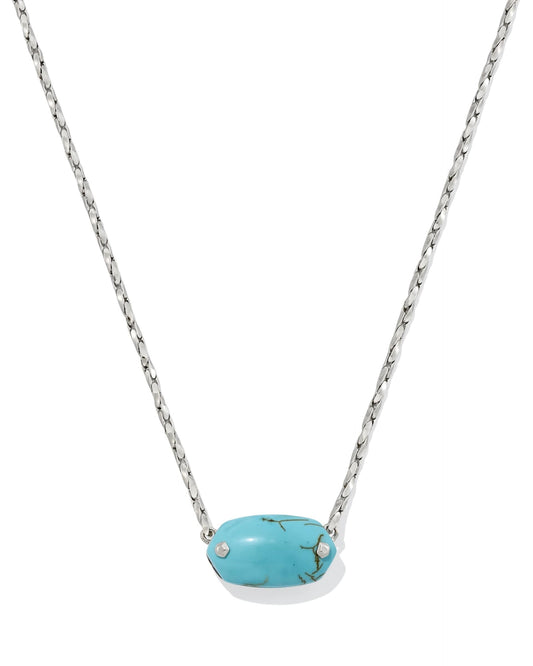 Elisa Riveted Pendant Rhodium Necklace in Variegated Turquoise