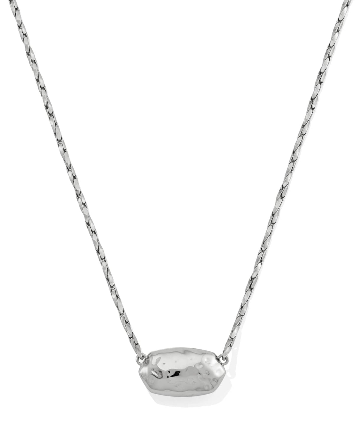 Elisa Riveted Pendant Rhodium Necklace in Variegated Turquoise