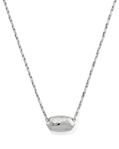 Elisa Riveted Pendant Rhodium Necklace in Variegated Turquoise