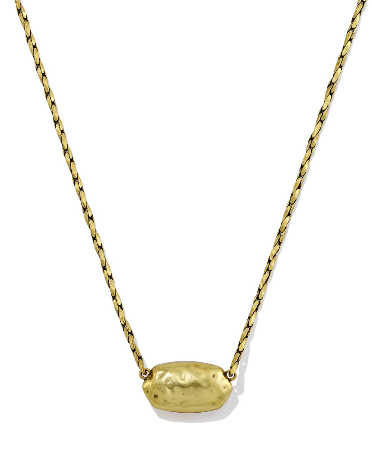Elisa Riveted Pendant Gold Necklace in Variegated Orange Banded Agate