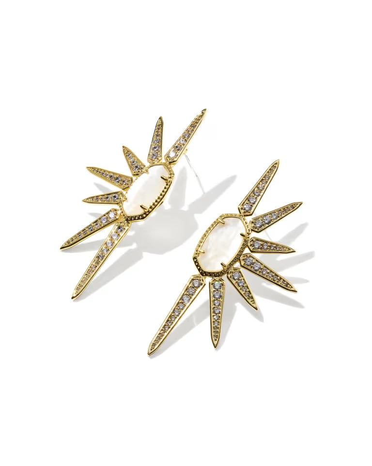 Ellie Star Gold Statement Earrings in Crystal Ivory Illusion