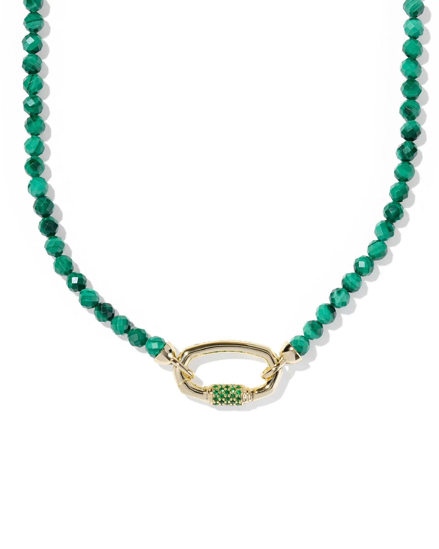 Emery Gold Beaded Strand Necklace in Green Malachite