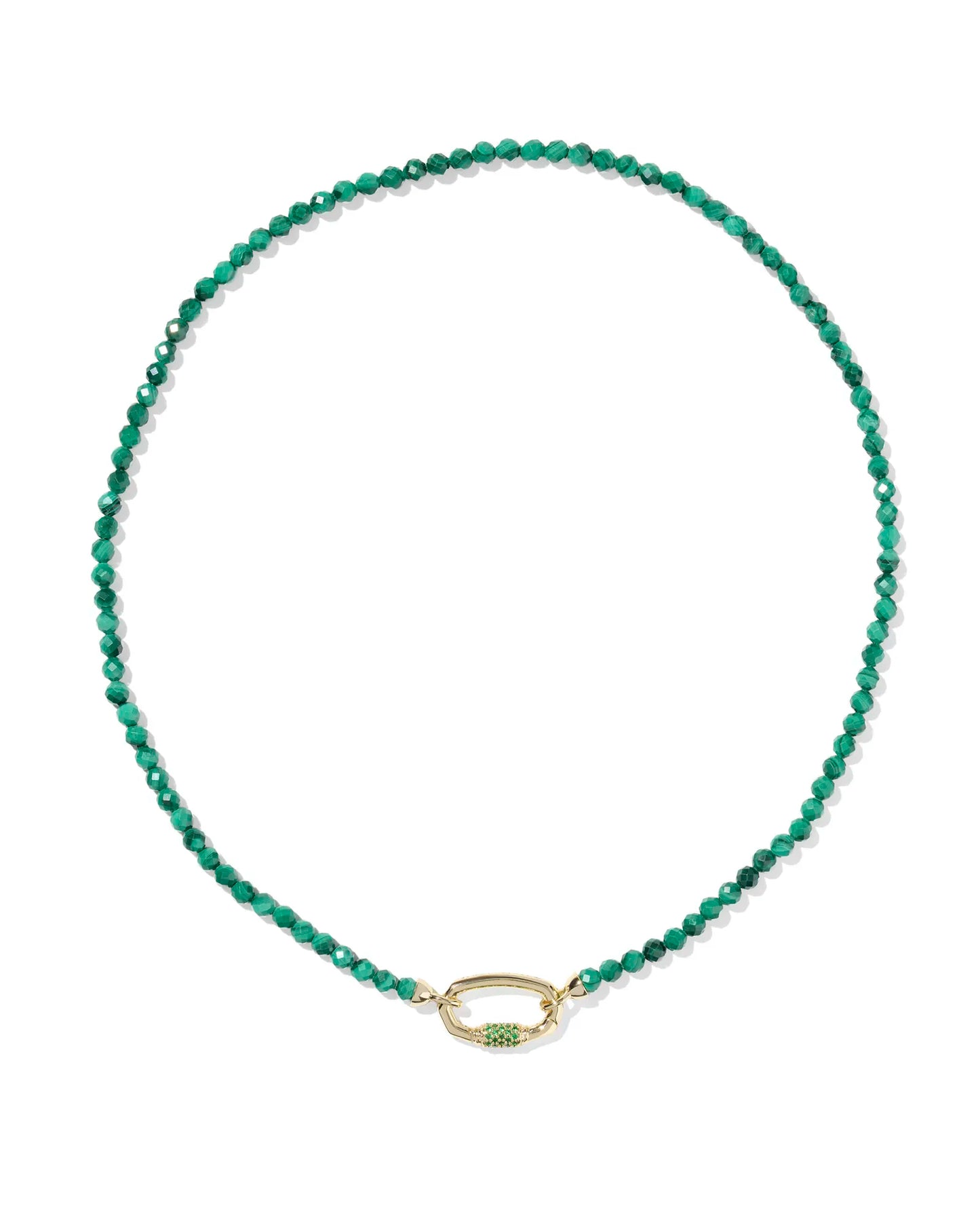 Emery Gold Beaded Strand Necklace in Green Malachite