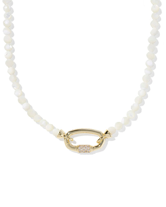 Emery Gold Beaded Strand Necklace in Ivory Mother-of-Pearl