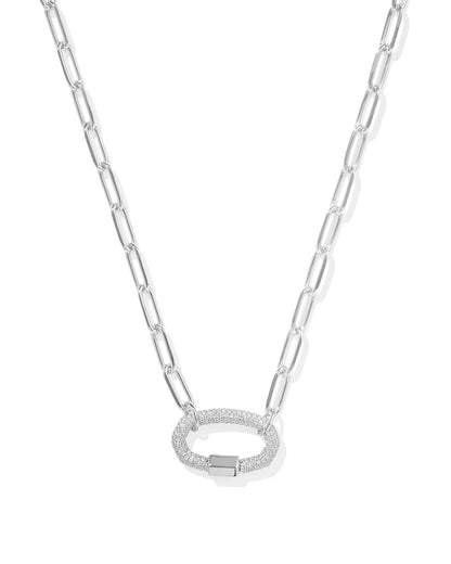 Emery Silver Link and Chain Necklace in White Crystal