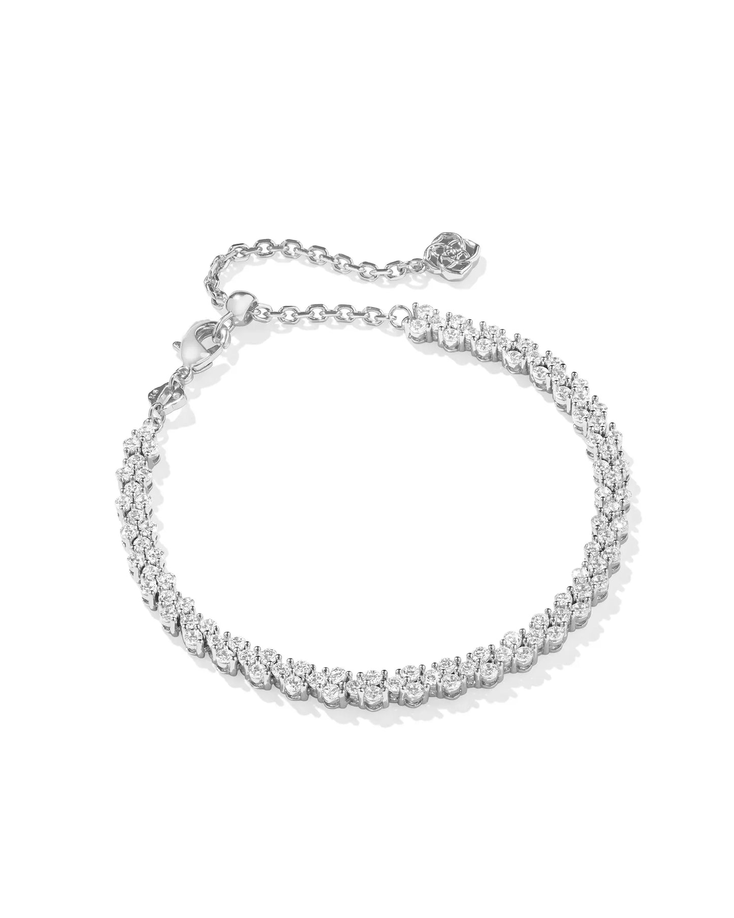 Emery Silver Tennis Bracelet in White Crystal