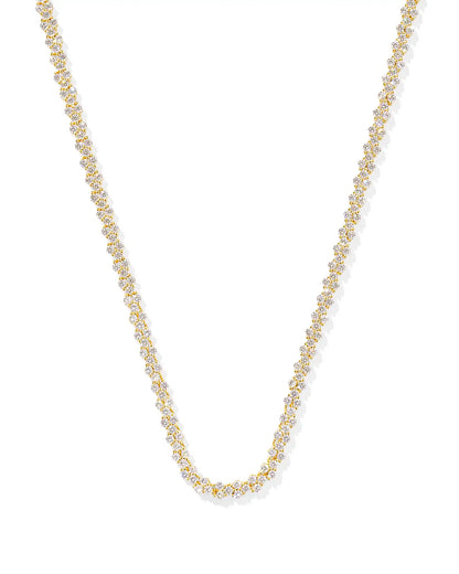 Emery Gold Tennis Necklace in White Crystal