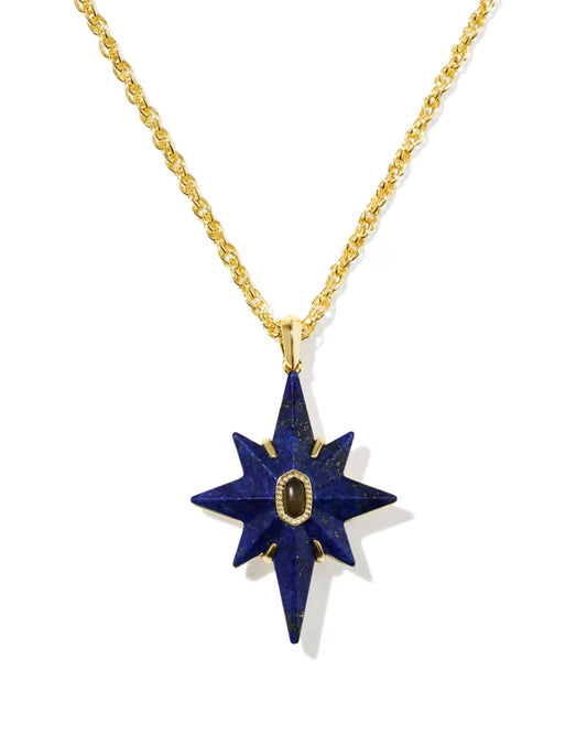 Fate Star Gold Short Pendant Necklace in Blue Lapis