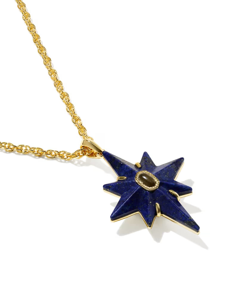 Fate Star Gold Short Pendant Necklace in Blue Lapis
