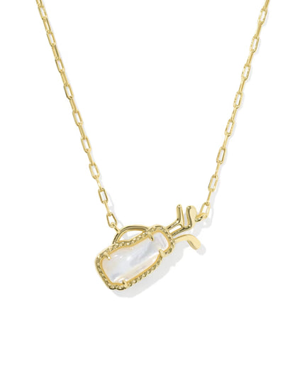 Golf Gold Short Pendant Necklace in Ivory Mother-of-Pearl