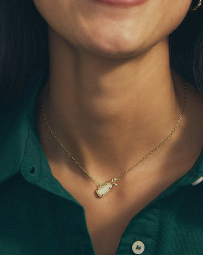 Golf Gold Short Pendant Necklace in Ivory Mother-of-Pearl