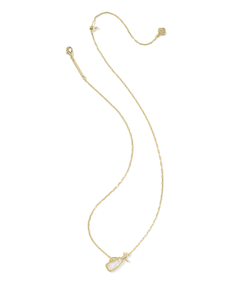 Golf Gold Short Pendant Necklace in Ivory Mother-of-Pearl
