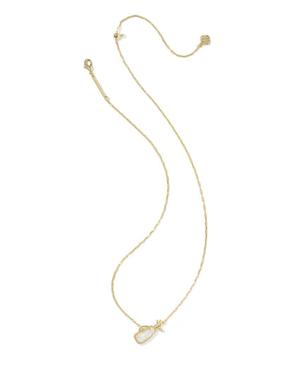 Golf Gold Short Pendant Necklace in Ivory Mother-of-Pearl