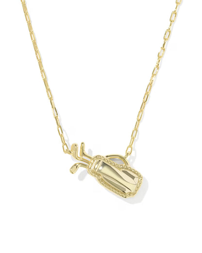 Golf Gold Short Pendant Necklace in Ivory Mother-of-Pearl