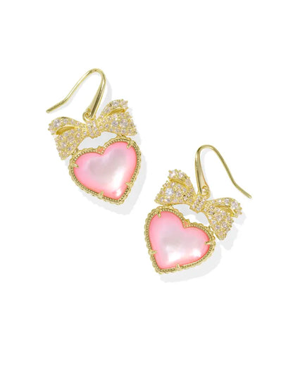 Haisley Heart Gold Drop Earrings in Blush Ivory Mother-of-Pearl