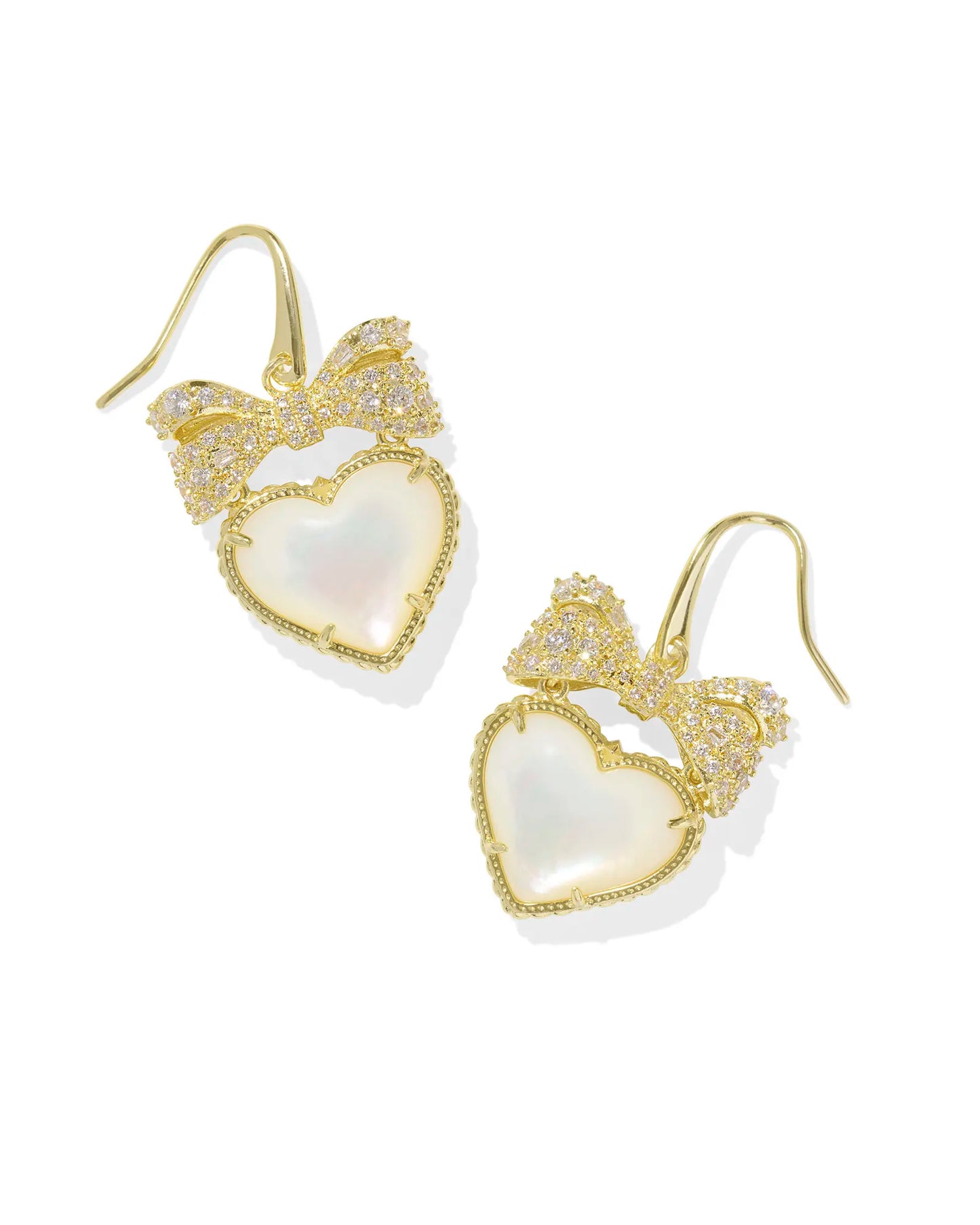 Haisley Heart Gold Drop Earrings in Ivory Mother-of-Pearl