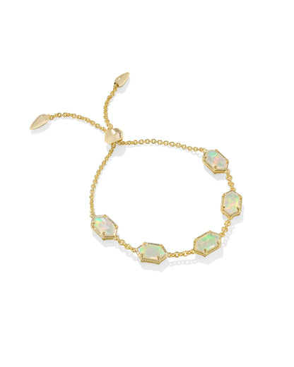 Hallie Gold Delicate Chain Bracelet in White Opalescent Illusion