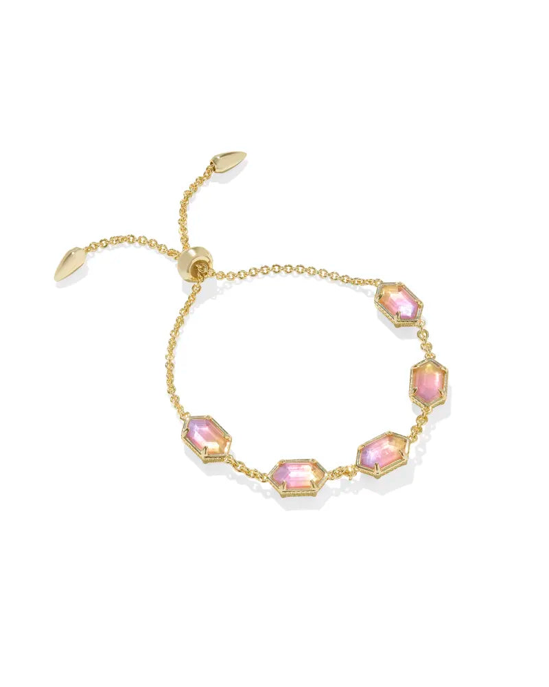 Hallie Gold Delicate Chain Bracelet in Sunrise Watercolor Illusion