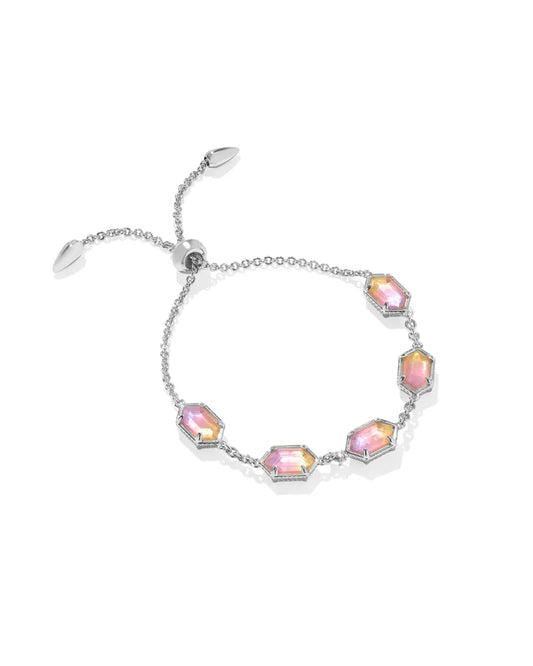 Hallie Silver Delicate Chain Bracelet in Sunrise Watercolor Illusion