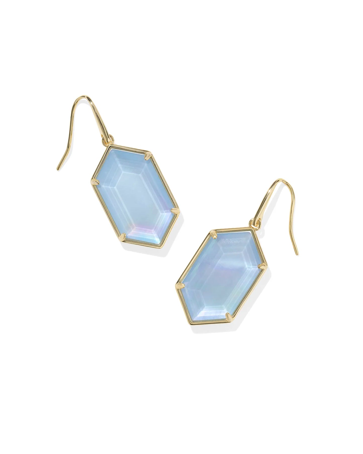 Hallie Gold Drop Earrings in Sky Blue Mother-of-Pearl