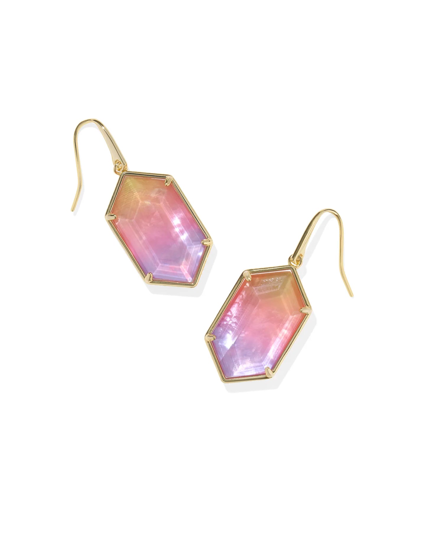 Hallie Gold Drop Earrings in Sunrise Watercolor Illusion