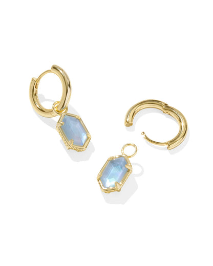 Hallie Gold Huggie Earrings in Sky Blue Mother-of-Pearl