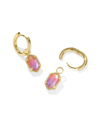 Hallie Gold Huggie Earrings in Sunrise Watercolor Illusion