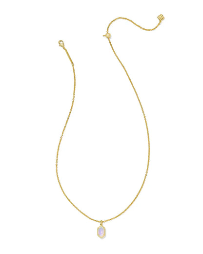 Hallie Gold Short Pendant Necklace in White Opalescent Illusion