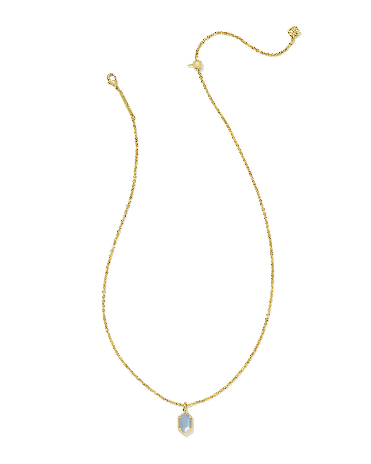 Hallie Gold Short Pendant Necklace in Sky Blue Mother-of-Pearl