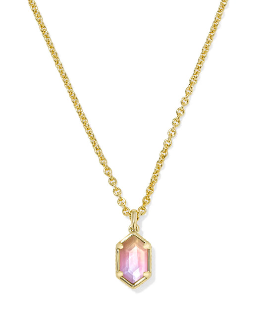 Hallie Gold Short Pendant Necklace in Sunrise Watercolor Illusion