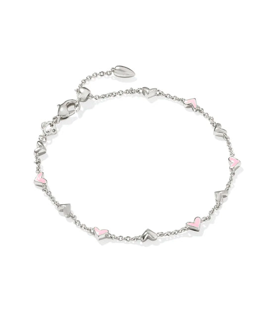 Haven Gold Delicate Chain Bracelet in Pink Enamel