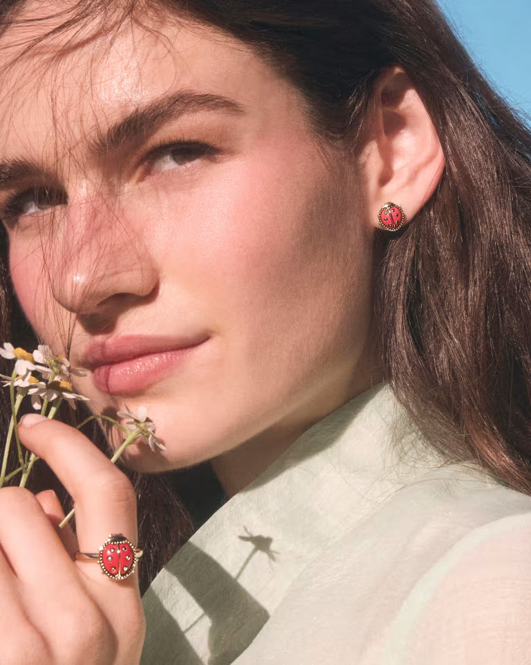 Ladybug Gold Stud Earrings