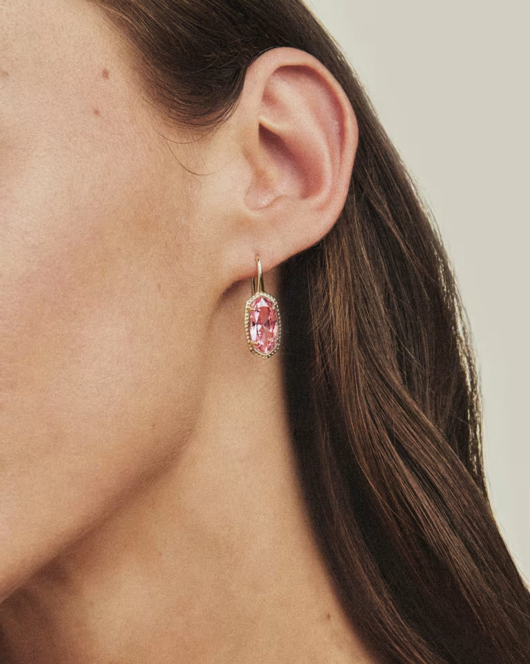 Lee Luxe Gold Drop Earrings in Light Pink Crystal