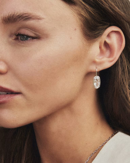 Lee Luxe Silver Drop Earrings in White Crystal