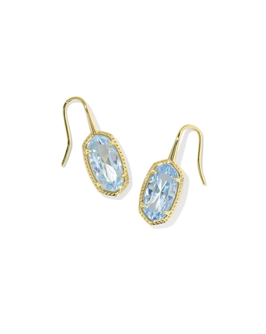 Lee Luxe Gold Drop Earrings in Light Blue Crystal