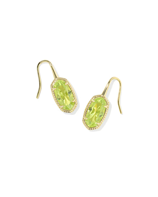 Lee Luxe Gold Drop Earrings in Light Green Crystal