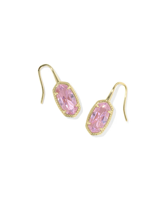 Lee Luxe Gold Drop Earrings in Light Pink Crystal