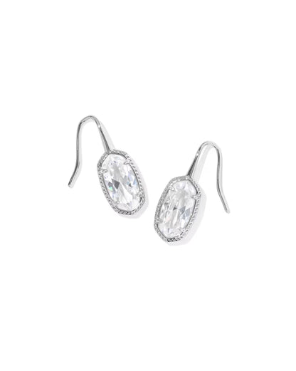 Lee Luxe Silver Drop Earrings in White Crystal