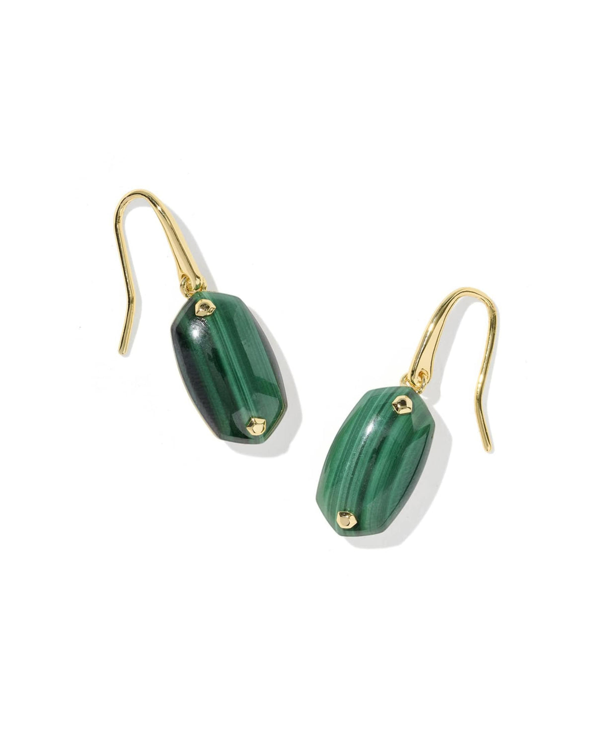Lee Riveted Gold Earring in Green Malachite