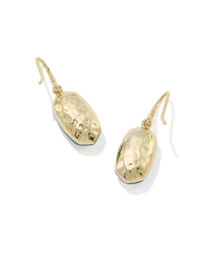 Lee Riveted Gold Earring in Green Malachite