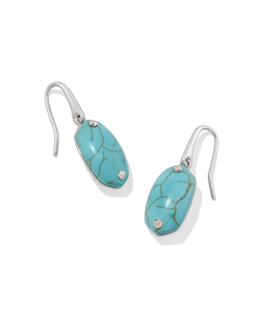 Lee Riveted Rhodium Earring in Variegated Turquoise