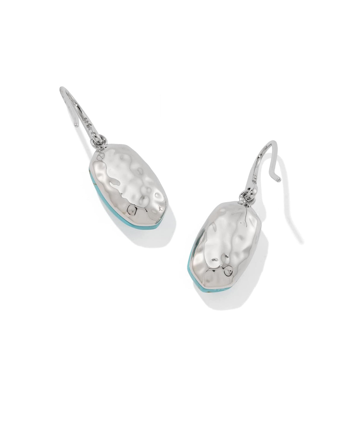 Lee Riveted Rhodium Earring in Variegated Turquoise