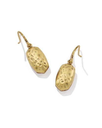 Lee Riveted Gold Earring in Variegated Orange Banded Agate