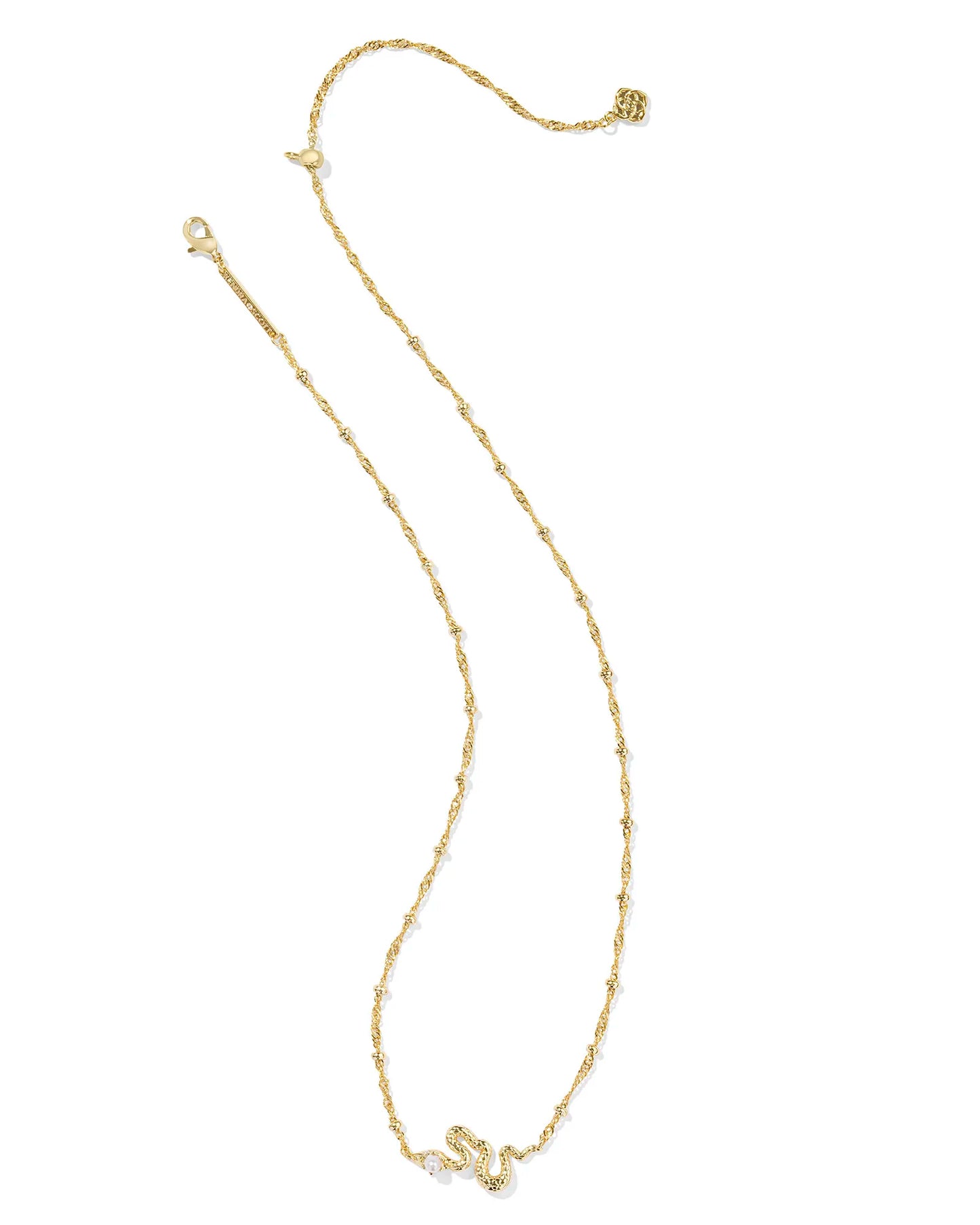 Lyle Gold Snake Short Pendant Necklace in White Pearl